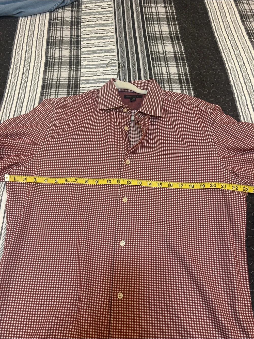 Banana Republic Red and White Check Button-Down Shirt